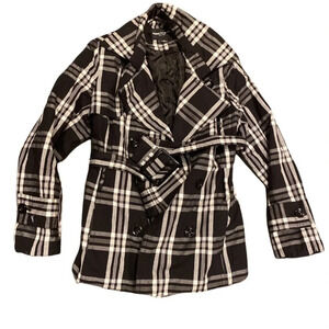 Kenneth Blake plaid  belted coat jacket Sz L
